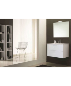 MOBILE BAGNO SOSPESO "ALICE" CON 2 CASSETTONI BIANCO LUCIDO, 80X47X53 CM